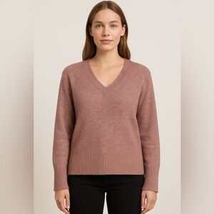 Calvin Klein Jeans Women’s L V-Neck Sweater Dusty Pink Acrylic Blend Soft NWOT